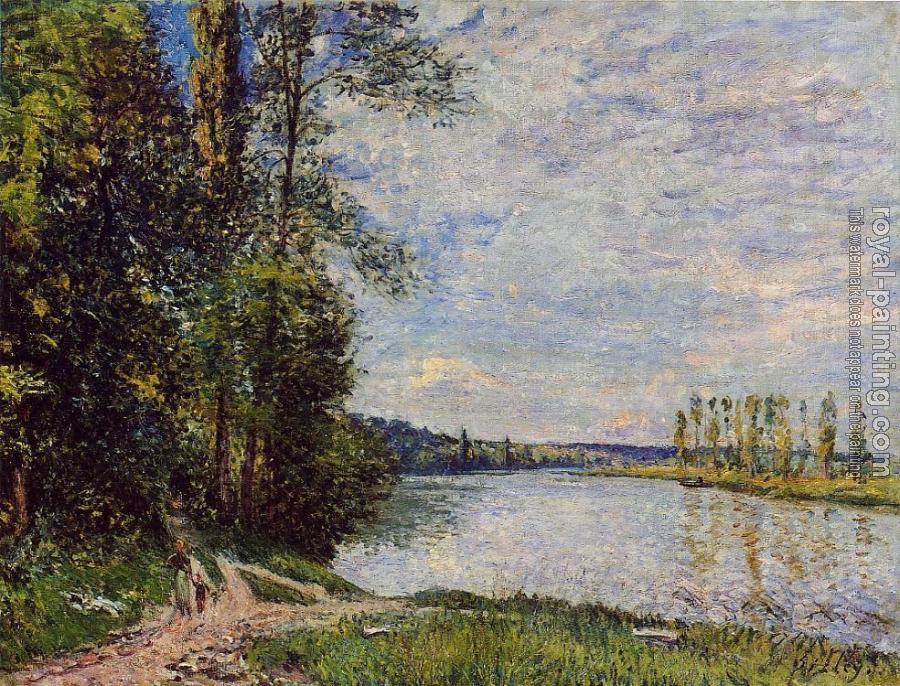 Alfred Sisley : The Path from Veneux to Thomery along the Water, Evening